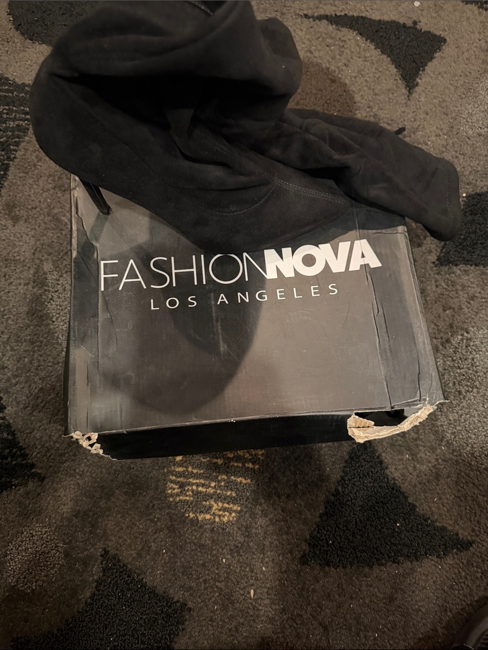 Fashion Nova Black Slouchy Over-The-Knee Stiletto Boots
